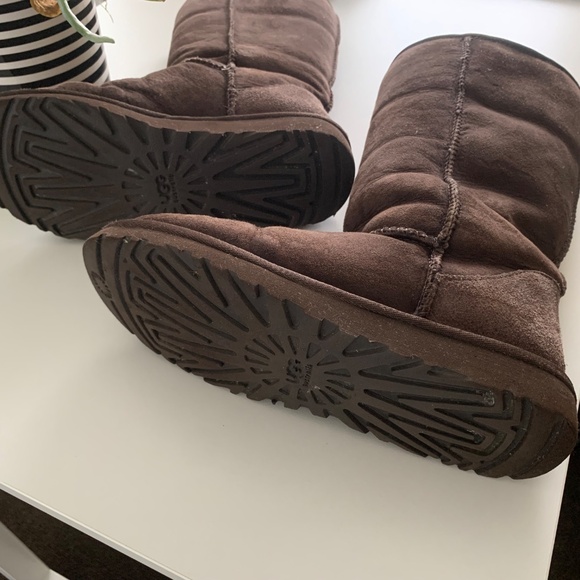 Ugg classic tall chocolate brown suede sheepskin wool boots women’s 7 - Picture 9 of 13